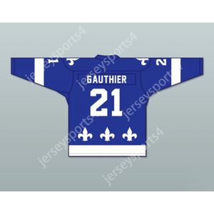 Custom BLUE ROMA GAUTHIER 21 LE NATIONAL DE QUEBEC HOCKEY JERSEY NEW Top Stitched S-M-L-XL-XXL-3XL-4XL-5XL-6XL