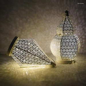 Bordslampor turkisk lampa vintage led metallprydnader trådlöst omgivande ljus lämplig för vardagsrum sovrum restaurang bar