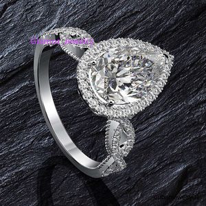 Anel de diamante moissanite 4ct feito à mão, 100% original, prata esterlina, noivado, aliança de casamento, para mulheres, joias de noiva