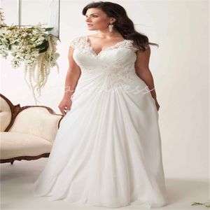 Plus size praia vestido de casamento 2024 apliques sexy v pescoço chiffon boho vestido de noiva aberto volta espartilho rendas até boêmio vestidos de noiva robe mariage vestidos de novias