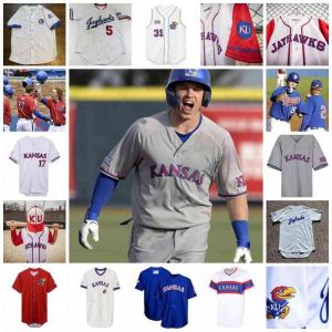 Baseball College Baseball Wear College College College 2022 NCAA Kansas Jayhawks Ku 야구 저지 53 Carson Collins 56 Ayden Mertz 58 Stone