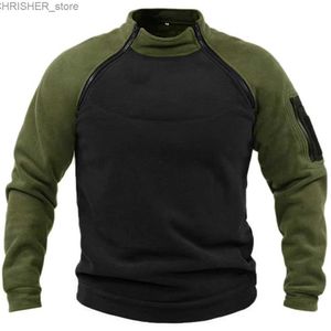 TAKTICAL JACKI MEN NOWOŚĆ TAKTOOTICZNY TOP Szybki suchy długi rękaw ciepłe polarowe stand-upa pullover top kontrast patchwork wspinaczka bluza 231218