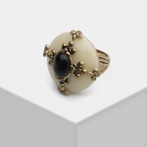 Band Rings Amorita Boutique Vintage White Agate Design Party Ring 231218