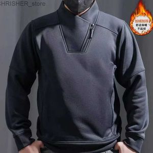 Taktiska jackor Autumn Winter Tactical Fleece Sweatshirts Män högkvalitativ dragkedja Pullover dragkedja stativ krage hoodies långärmad tröjor231218