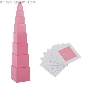 Sortowanie gniazdowania Zabawki drewniane Montessori matematyka zabawki dla dzieci Pink Tower Solid Cube Intelligence Wczesna przedszkola edukacyjna zabawka dla dzieci Q231218