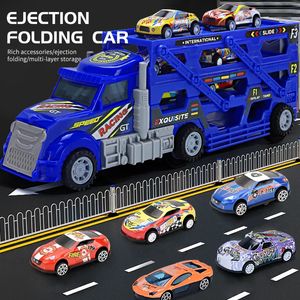 Электрический радиоуправляемый автомобиль, двухэтажный контейнеровоз, транспортный выброс, складной сплав для хранения, имитация модели, игрушка для мальчика 231218