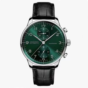 2023 Nytt högkvalitativt toppmärke IWX Portugisiska serier Män Titta på alla stålläder Sapphire Mirror Multifunction Chronograph Automatisk mekanisk man Watch