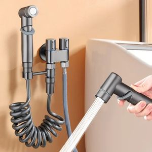 Bath Accessory Set Handheld Toilet Bidet Sprayer with Brass Stainless Steel Shower Hygienic Wall Mounted 231216