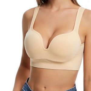 Yoga Outfit Womens No Steel Ring Underwear Sexy Big Open Back Beautiful U Shaped Bra Summer Ultra Thin Bud Low Bras For Women