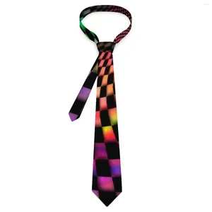 Bow Ties 3d Tie Dye Checkered Optical Illusion Print Daily Wear Party Neck Casual For Men Design Collar Necktie