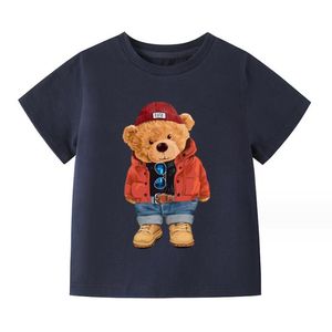 Bonito verão bebê meninos meninas camisetas de algodão crianças manga curta camiseta urso dos desenhos animados crianças topos camisetas 2-8 anos