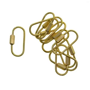 Keychains 10 Pcs Solid Brass Oval Run Course Screw Lock Hook Carabiner Keyring Keychain Chain Jewelry DIY Clasp