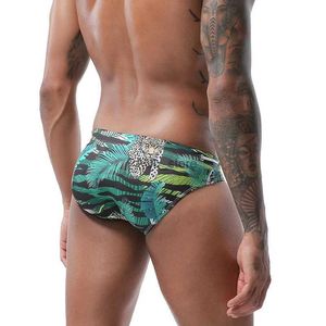 Underbyxor leopardtryck herrbriefs surf strand simning slitage sexig manlig låg midja baddräkt tether mesh elastic boxer shorts man swimwearl231218