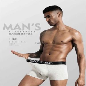 Cuecas Pacote com 3 cuecas boxer masculinas de algodão puro com cantos quadrados enlatados e punhos de cor sólidaL231218