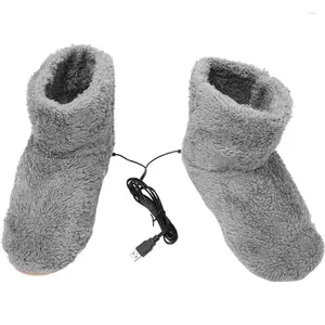Tapetes 1 par super macio inverno quente botas de neve carregamento usb confortável pelúcia elétrica aquecida sapatos pé mais quente presente para mulheres homens