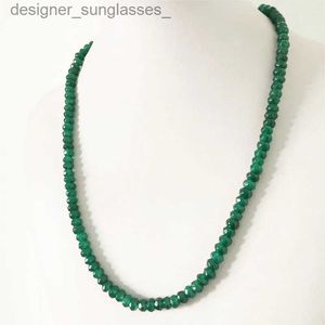 Collane con pendente 4 * 6MM Collana di giada verde smeraldo sfaccettato per le donne Collana di perline di pietra naturale Girocollo Collares Abaco Regalo JewelryL231218