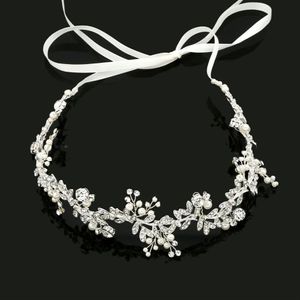 Slbridal handgjorda bandlegeringar trådbundna strass kristaller pärlor blommor blad bröllop pannband brud hår vinge hår tillbehör w0228u