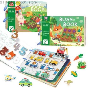 Sortera häckning Staping Toys My First Busy Book for Kid Early Education Sticker Sensory Game Parish Learning Montessori Tyst bok för barn 3-6 år gammal Q231218