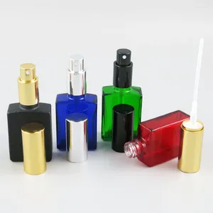 Storage Bottles 10 X 30ml Blue Green Red White Black Refillable Empty Glass EssentiaL Sprayer Bottle 1oz Travel Perfume