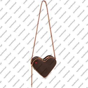 M57456 GAME ON COEUR Mini Desinger borsa a tracolla con cuore rosso in pelle di vitello da donna borsa a tracolla da sera con tracolla in tela goffrata purse209e