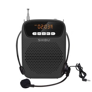 Microfones SHIDU 15W Amplificador de Voz Portátil Microfone Com Fio FM Rádio AUX Gravação de Áudio Bluetooth S er para Professores Instrutor S278 231216