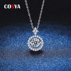 ネックレスCOSYA STERLINGSIER 0.8CT D VVS1ダイヤモンドとGra Moissanite beating Heart Pendant Necklace for Women Party Fine Jewelry