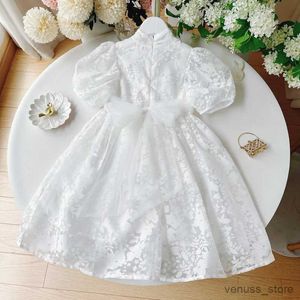 Vestidos da menina do bebê roupas de verão crianças vestidos de renda flor para meninas vestido de princesa branco manga curta crianças trajes 6 8 9 10 12 13 anos