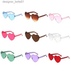 Sonnenbrille Heart She Sonnenbrille Damen Randloser Rahmen Tönung Klare Linse Bunte Sonnenbrille Weiblich Rot Rosa Gelb Farbtöne TravelL231218