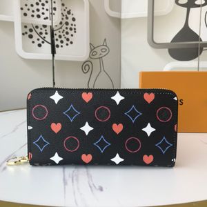 Kvinnor Luxurys Designers Long Walls for Men Handbag Colorful Flower Bag Ladies Travel Wallet Zippy Leather and Canvas Patchwork Coin Purse 19cm With Box