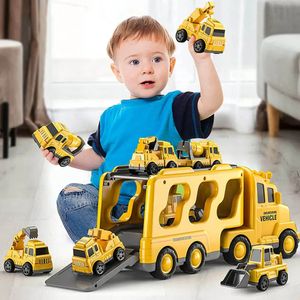 Electric RC Car Light And Music Transport Vehicle For Storing Double Layer Large Sized Engineering Fire Protection City Toy 231218