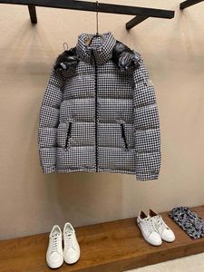 Mån 2023 Houndstooth mönster logotyp mode norra jacka män ny vinter ner plus size parkas tjockare varm kappa mens stativ fast färg casual parka julklapp