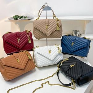 Łańcuchowa torba Messenger Women Fashion na ramię Złoty srebrny pasek z listami torebki torebki Crossbody Pakiet z pudełkiem