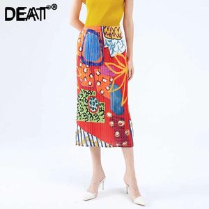 Vestidos Deat Woman Salia plissada Hit Hit da cor geométrica Impressão High Saias de cintura High Pick Hip Elegant Casual Style 2023 Nova moda de verão AM519