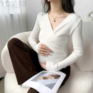 Maglioni premaman a V Maglioni per allattamento Moda autunnale Slim Hot Allattamento al seno Camicie lavorate a maglia Abbigliamento per le donne incinte Gravidanza Topszln231218