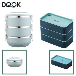 Lunch Boxes Portable Stainless Steel Thermal Lunch Box For Kids School Microwave Box Thermal Lunch Box Salad Fruit Food Container Box 231218