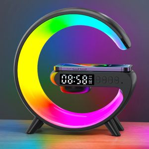 Cell Phone Mounts Holders Multifunctional Wireless Charger Stand Pad Alarm Clock S er RGB Light Fast Charging Station for 231216