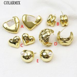 Dangle Chandelier 10 Pairs Gold Plated Hoop earrings Round Smooth Metallic Fashion Design Women Jewelry Gift 30790 231218