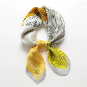 Fashion Floral Print Square Scarf For Women Design Hair Bands Ribbons Satin Silk Scrunchies Headband Female Neck Tie Kercheif