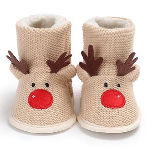 Flat shoes Cartoon Baby Booties Christmas Reindeer Shoes First Walker Soft Warm Winter Boys Girls Snowboots For Year 231218