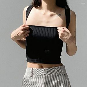 Camisoles tankar våren och sommaren sexig off-shoulder midriff-baring camisole tub