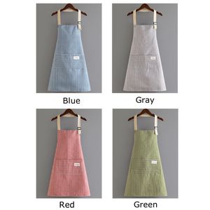 Kitchen Cooking Apron Cotton Blend Adjustable Neckline Aprons with 2 Large Capacity Pockets for Women and Men MHY006