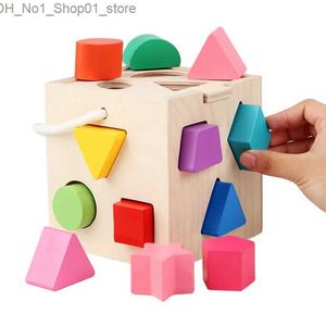 Sorting Nesting Stacking toys Wooden Shape Matching Box Children's Educational Toys Montessori Kids Learning Education Hobbies Early Gifts Q231218