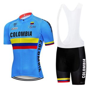 Tops 2023colombia 블루 사이클링 저지 통기성 자전거 타는 유니폼 짧은 소매 여름 퀵 건조 천 Mtb Ropa Ciclismo B16