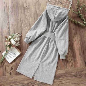 Girl's Dresses Baby Kids Hoodie Dresses for Girls Clothes Gray Dress Princess Party Outfits Cottton Teenagers Children Costumes 6 8 10 12 Years