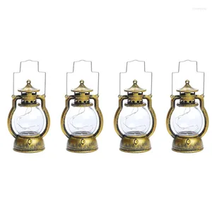 Dekoratif Çiçekler 4pcs Led Retro Fenerler Açık Hava Asma Çiftlik Evi Dekoru için Doğum Günü Partisi Noel