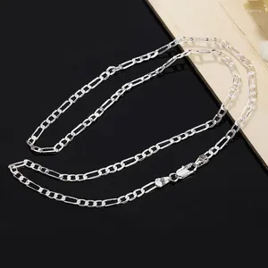 Catene 925 Sterling Silver 4mm Figaro Necklace
