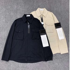 Designer Stone Pocket Jacken Island Jacke Langarm Reißverschluss Abzeichen Männer T-Shirt Lässiger Mantel Windjacke Embrodiery Herrenhemden Mäntel 688sss