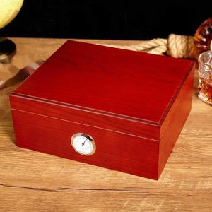 Luxfo stor kapacitet Humidor Cigar Box Fit 50ct Cedar Wood Case Humidifier Hygrometer för