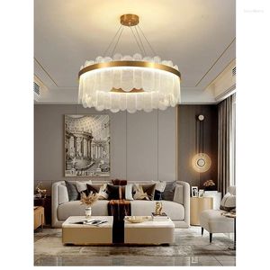 Lâmpadas pendentes sala de estar lustre luz luxo cristal vidro redondo pós-moderno simples 2023 elegante quarto de jantar