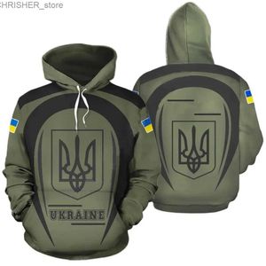 Jaquetas táticas Hoodies 3D Impressão Bandeira Ucraniana Emblema Nacional Moletons Homens Mangas Compridas Com Capuz Oversize Camuflagem Moda MoletonsL231218